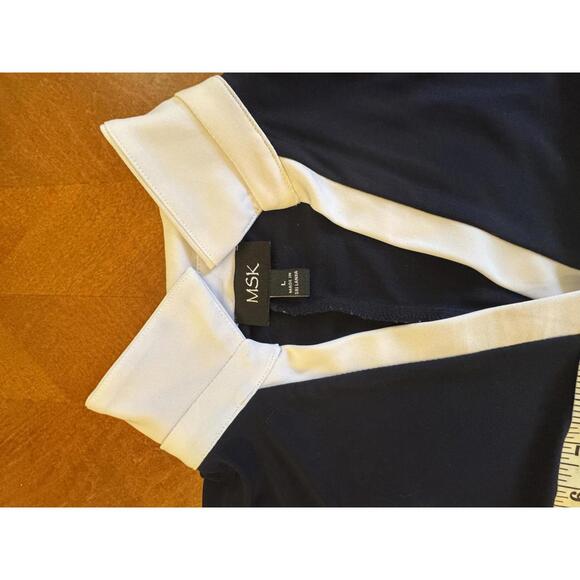 MSK Sleeveless Navy Blue and White Dress, Size L - Picture 2 of 5